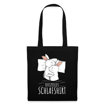 Offizielles Schlafshirt Hase Kaninchen - Stoffbeutel - Schwarz - Vorne
