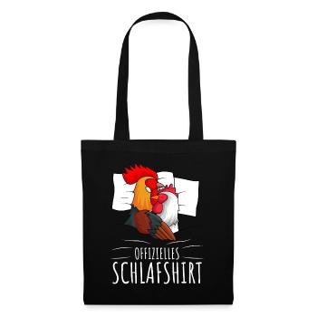 Offizielles Schlafshirt Hühner Landwirt Hahn - Stoffbeutel - Schwarz - Vorne