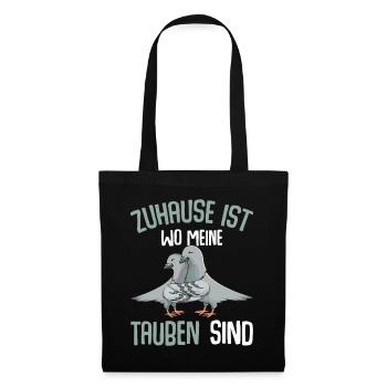 Zuhause ist wo meine Tauben sind Taube - Stoffbeutel - Schwarz - Vorne