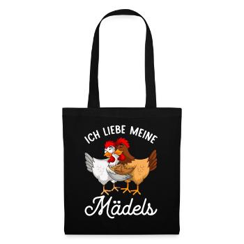 Hühner Ich Liebe Meine Mädels Landwirt - Stoffbeutel - Schwarz - Vorne