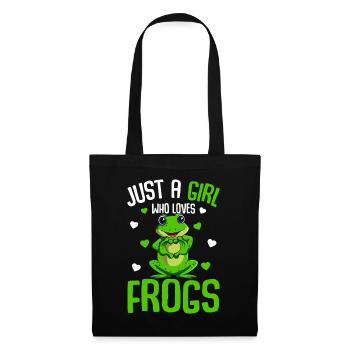 Frosch Mädchen Kinder Frösche - Stoffbeutel - Schwarz - Vorne