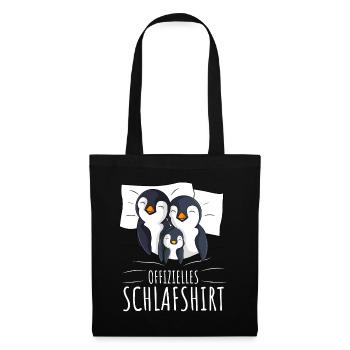 Offizielles Schlafshirt Pinguin Familie - Stoffbeutel - Schwarz - Vorne