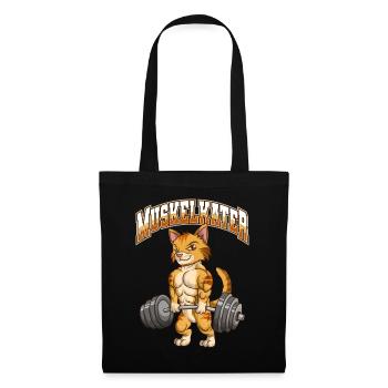 Muskelkater Fitness Katze Kater Bodybuilding - Stoffbeutel - Schwarz - Vorne