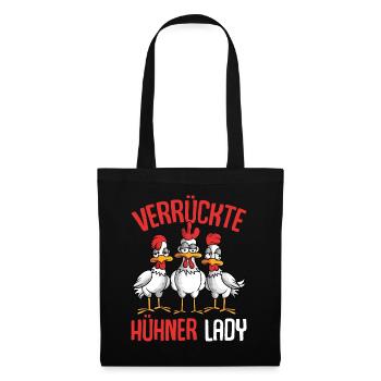 Verrückte Hühner Lady Landwirtin Huhn - Stoffbeutel - Schwarz - Vorne