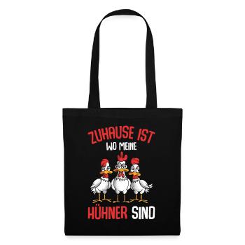 Zuhause ist wo meine Hühner sind Huhn - Stoffbeutel - Schwarz - Vorne