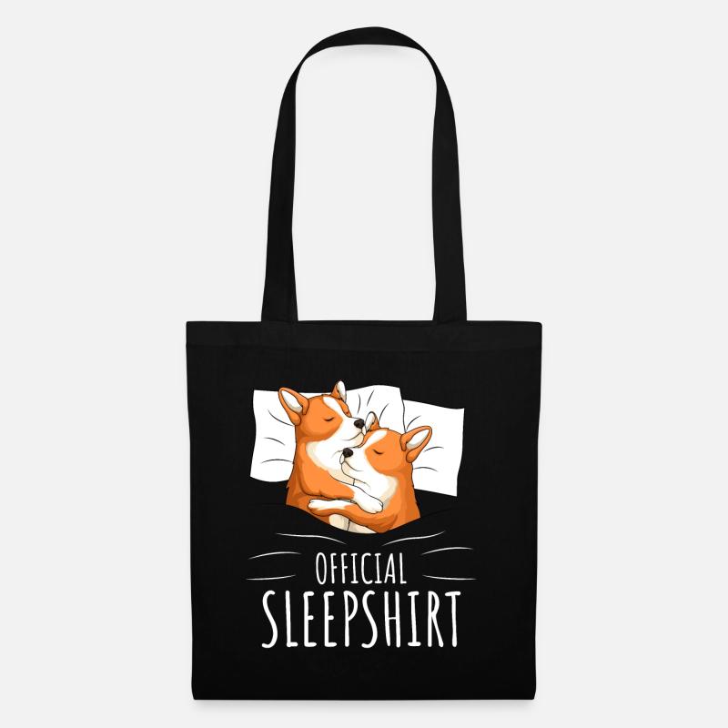 Corgi Hund Schlafshirt Geschenk - Stoffbeutel - Schwarz