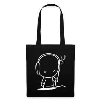 Man with headphones, music sheet music concert party - Tote Bag - black - Front