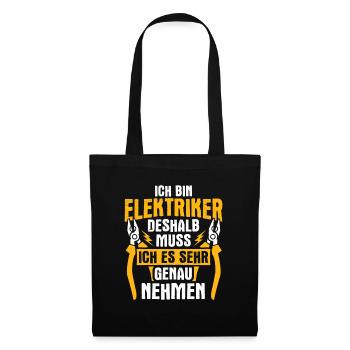 Elektriker Strom Elektrik - Stoffbeutel - Schwarz - Vorne