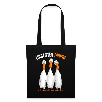 Laufenten Mama Laufente - Stoffbeutel - Schwarz - Vorne
