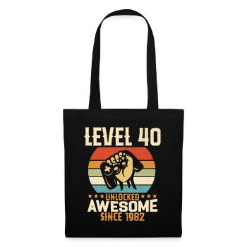Level 40 Jahre freigeschaltetes Gaming-Geburtstagsgeschenk - Stoffbeutel - Schwarz - Vorne