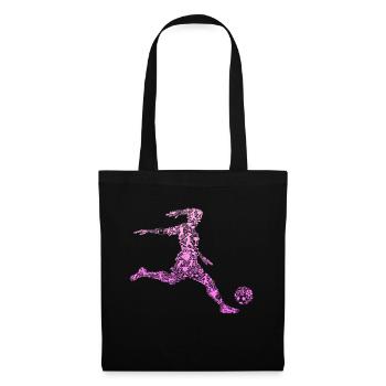 Fußball Mädchen Fußballerin Frauen Damen - Stoffbeutel - Schwarz - Vorne