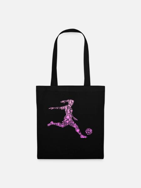 Fußball Mädchen Fußballerin Frauen Damen - Stoffbeutel - Schwarz