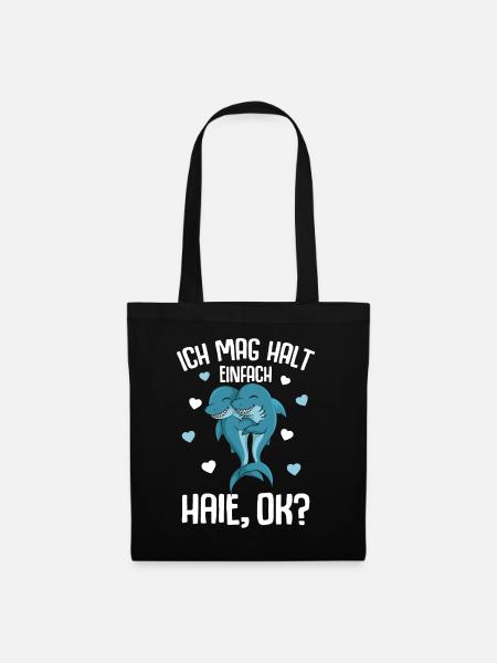 Ich mag halt Haie Kinder Mädchen Damen Hai - Stoffbeutel - Schwarz