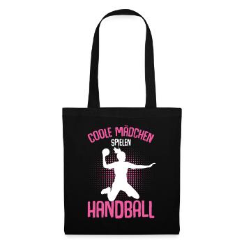 Coole Mädchen Spielen Handball Handballerin - Stoffbeutel - Schwarz - Vorne
