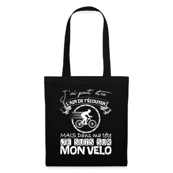 Cyclisme Dans Ma Tête Je suis sur Mon Vélo Humour - Sac en tissu - noir - Devant