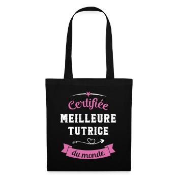 Certifiée meilleure tutrice du monde - Sac en tissu - noir - Devant