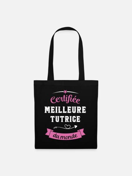 Certifiée meilleure tutrice du monde - Sac en tissu - noir