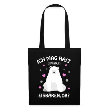 Eisbär Ich mag halt Eisbären Kinder Mädchen Damen - Stoffbeutel - Schwarz - Vorne