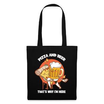 Cadeau de pizza à la bière et à la pizza - Sac en tissu - noir - Devant