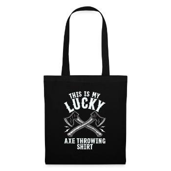 Lucky Axtwerfen Shirt Lustiges Beil - Stoffbeutel - Schwarz - Vorne