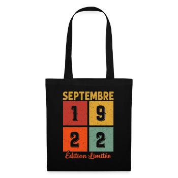 Septembre 1922 Édition limitée Cadeau Anniversaire - Sac en tissu - noir - Devant