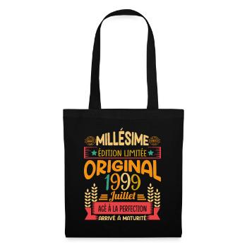 Millésime Né(e) Juillet 1999 Cadeau Anniversaire - Sac en tissu - noir - Devant