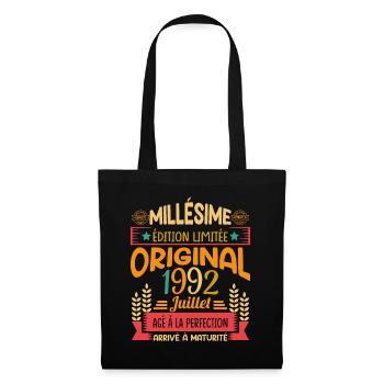 Millésime Né(e) Juillet 1992 Cadeau Anniversaire - Sac en tissu - noir - Devant