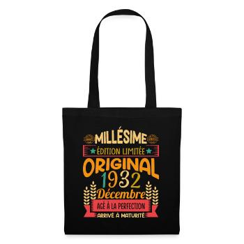 Millésime Né(e) Décembre 1932 Cadeau Anniversaire - Sac en tissu - noir - Devant