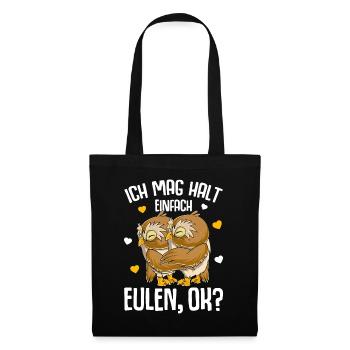 Ich mag halt Eulen Kinder Damen Mädchen Eule - Stoffbeutel - Schwarz - Vorne