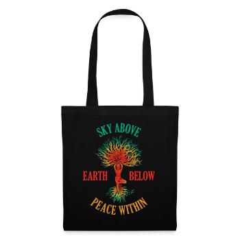 Ciel au-dessus de la terre en dessous de la paix dans le don de yoga - Sac en tissu - noir - Devant