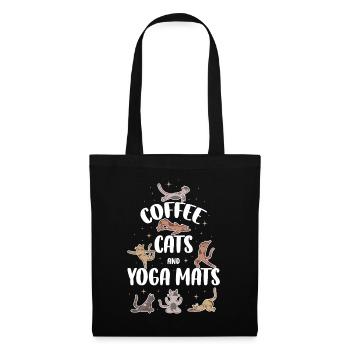 Coffee Cat And Yoga Mats Yoga Gift - Tote Bag - black - Front