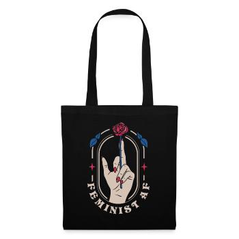 Feminist AF Feminismus Geschenk - Stoffbeutel - Schwarz - Vorne
