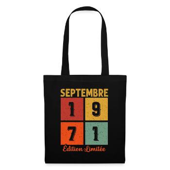 Septembre 1971 Cadeau D'anniversaire - Sac en tissu - noir - Devant