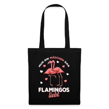 Flamingo Mädchen Kinder Damen - Stoffbeutel - Schwarz - Vorne