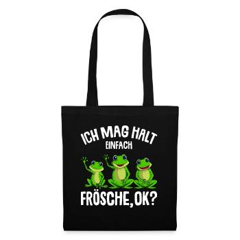 Frosch Ich mag halt Frösche Damen Mädchen Kinder - Stoffbeutel - Schwarz - Vorne