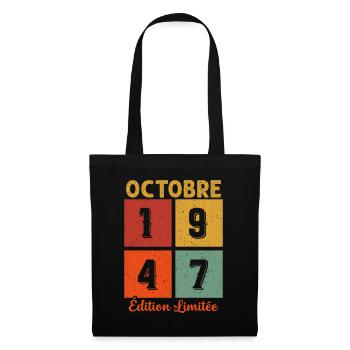 Vintage Cadeau D'anniversaire En Octobre 1947 - Sac en tissu - noir - Devant