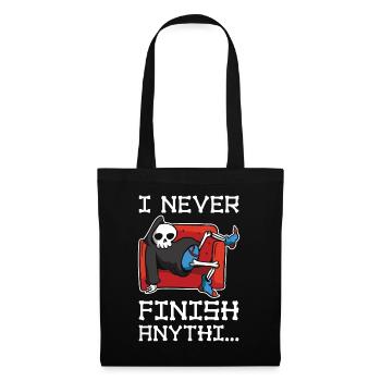 I Never Finish Anything Prokrastination Geschenk - Stoffbeutel - Schwarz - Vorne