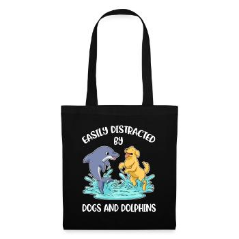 Distrait par les chiens et les dauphins Dolphin Gift - Sac en tissu - noir - Devant