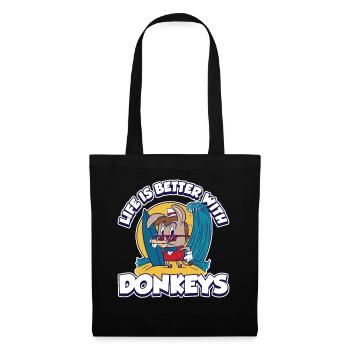 Life Is Better With Donkeys Esel Geschenk - Stoffbeutel - Schwarz - Vorne