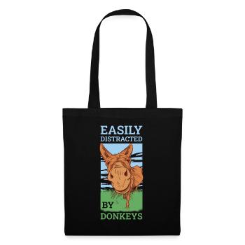 Easily Distracted By Donkeys Esel Geschenk - Stoffbeutel - Schwarz - Vorne