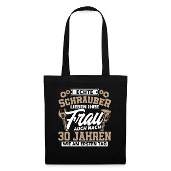 Perlenhochzeit Ehepaar 30. Hochzeitstag Geschenk - Stoffbeutel - Schwarz - Vorne