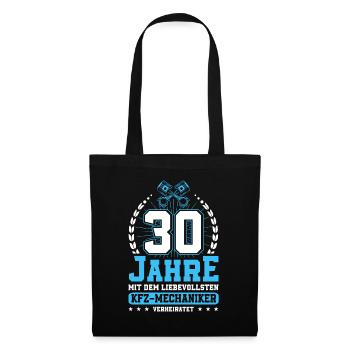 Perlenhochzeit Ehepaar 30. Hochzeitstag Geschenk - Stoffbeutel - Schwarz - Vorne