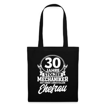 Perlenhochzeit Ehepaar 30. Hochzeitstag Geschenk - Stoffbeutel - Schwarz - Vorne
