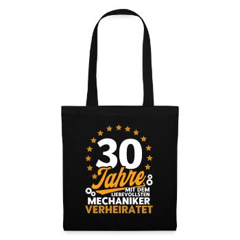 Perlenhochzeit Ehepaar 30. Hochzeitstag Geschenk - Stoffbeutel - Schwarz - Vorne