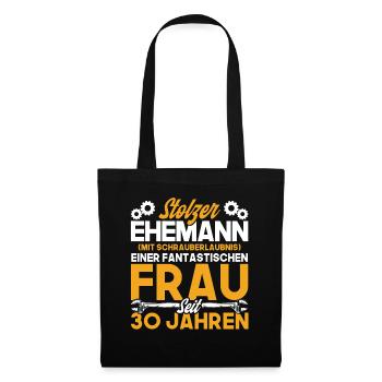 Perlenhochzeit Ehepaar 30. Hochzeitstag Geschenk - Stoffbeutel - Schwarz - Vorne