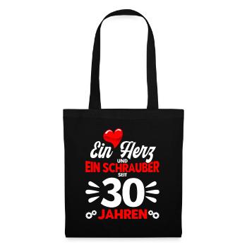 Perlenhochzeit Ehepaar 30. Hochzeitstag Geschenk - Stoffbeutel - Schwarz - Vorne