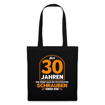 Perlenhochzeit Ehepaar 30. Hochzeitstag Geschenk - Stoffbeutel - Schwarz - Vorne
