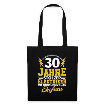 Perlenhochzeit Ehepaar 30. Hochzeitstag Geschenk - Stoffbeutel - Schwarz - Vorne