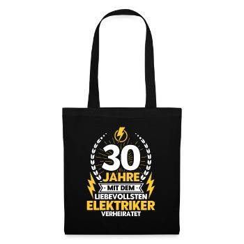 Perlenhochzeit Ehepaar 30. Hochzeitstag Geschenk - Stoffbeutel - Schwarz - Vorne