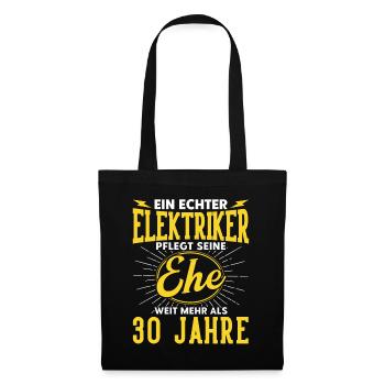 Perlenhochzeit Ehepaar 30. Hochzeitstag Geschenk - Stoffbeutel - Schwarz - Vorne